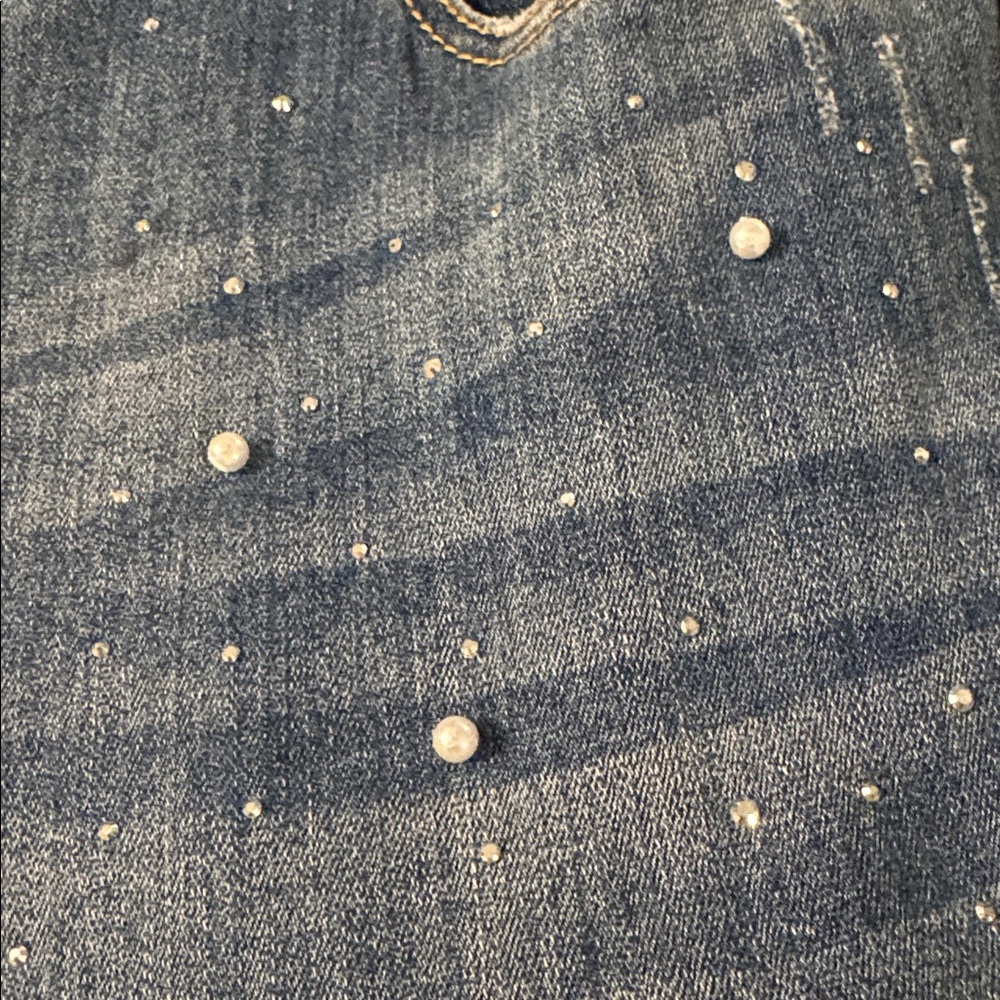 INC International Concepts Blue Embellished Skinny Jeans - Picture 9 of 10